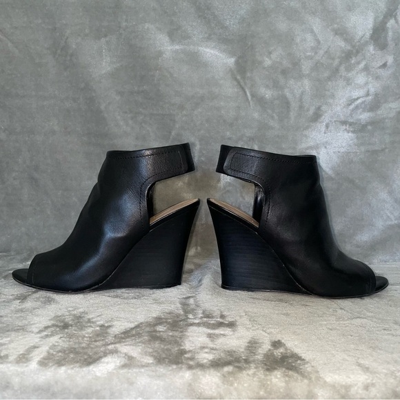 Aldo Joost Black Leather Wedge Open Toe Ankle Bootie Size 8.5 - Picture 7 of 11